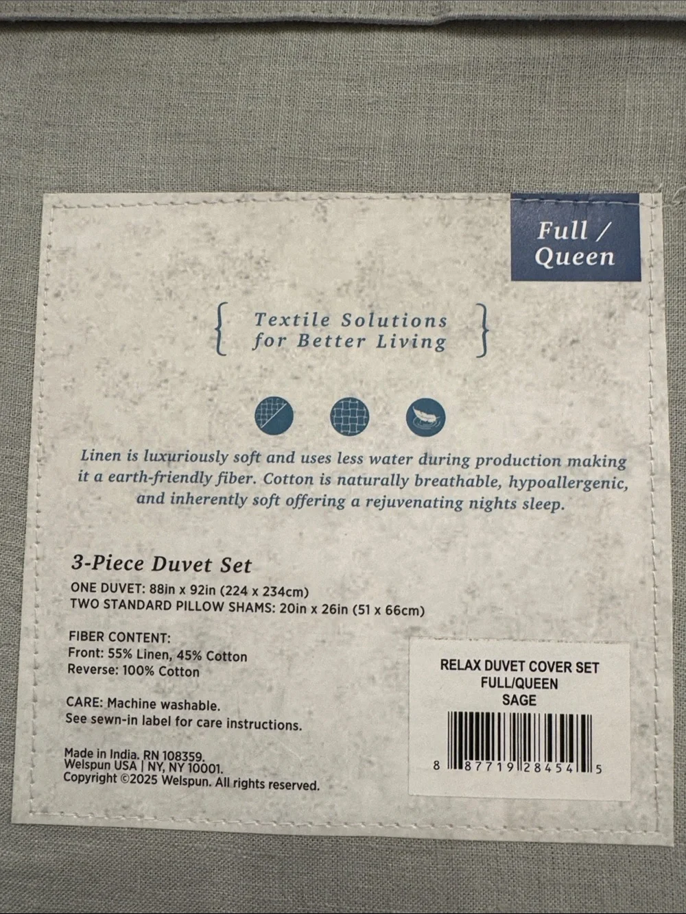 Full/Queen 3-Piece Duvet Set in Sage